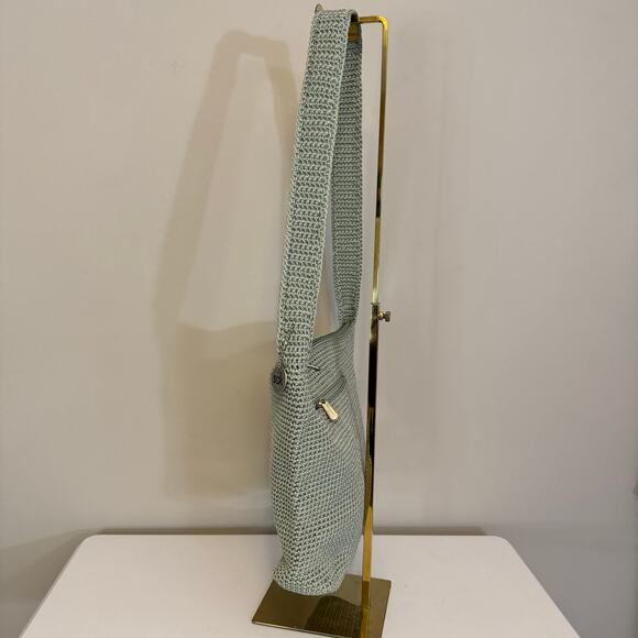 The Sak Shoulder Bag Light Green Crochet Knit Boho Purse Casual Festival Lined - Picture 3 of 8